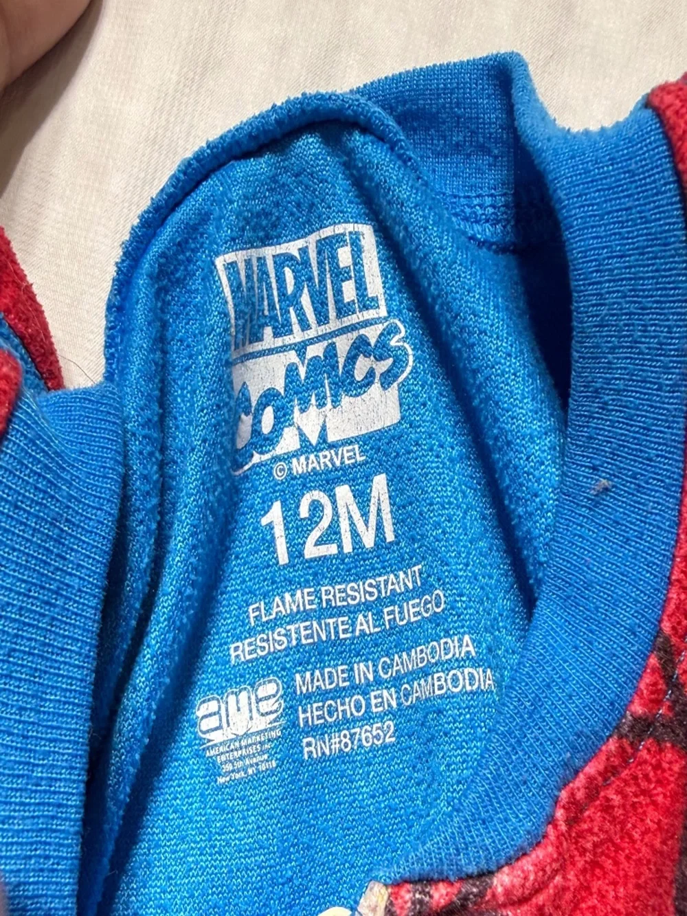 Marvel Toddler Baby Boy Girl Spider Man Footie Pajamas Size 12 Months